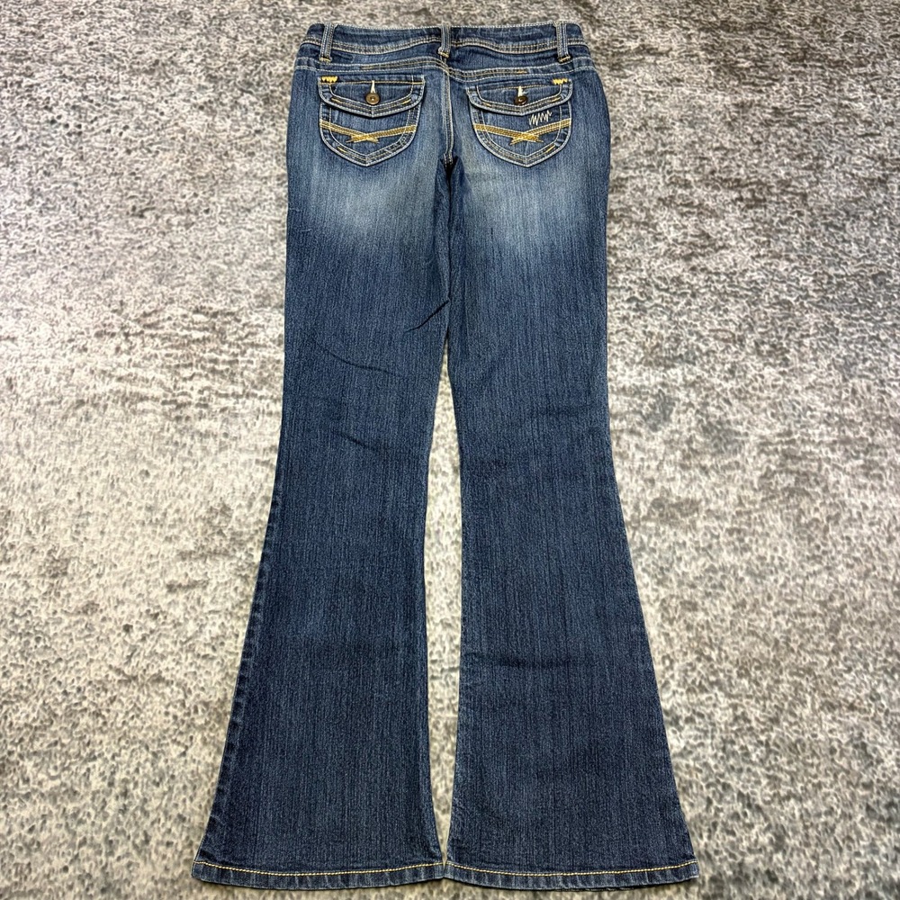 VTG SO Jeans Low Rise Womens 5 (28x31) Blue Bootcut Flare Wide Leg Hippie Y2K
